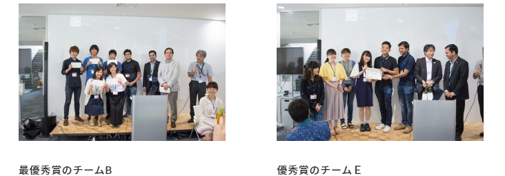 最優秀賞のチームB 優秀賞のチームE